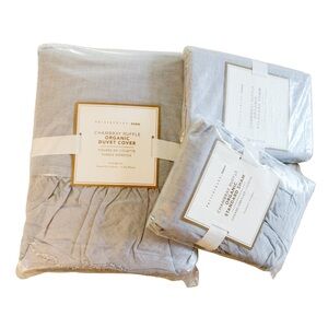 Pottery Barn Chambray Ruffle Duvet and Shams